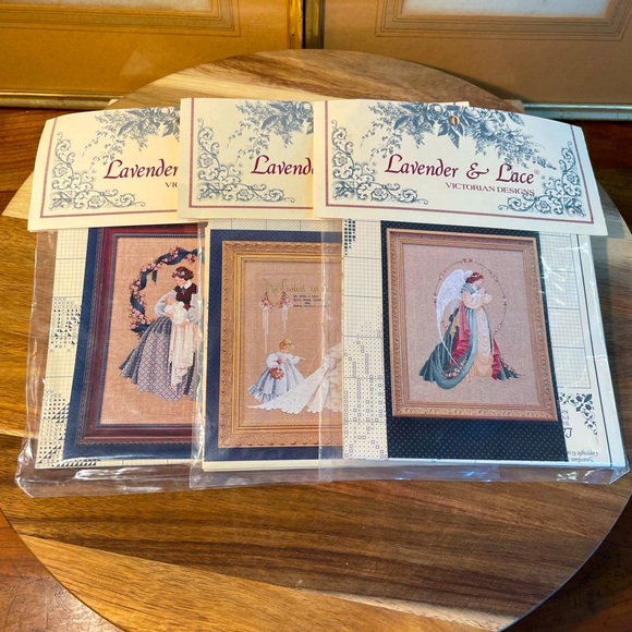 Lavender & Lace THE WEDDING Cross Stitch Pattern Chart LOT of 3 Patterns NWT - Picture 1 of 8
